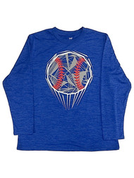 Boys Heather Blue Baseball Sports Long Sleeve T-Shirt Athletic Tee Shirt