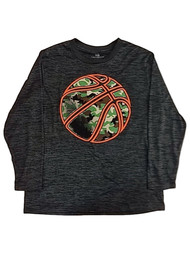 Boys Gray Basketball Camo Sports Long Sleeve T-Shirt Athletic Tee Shirt