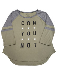 Womens Junior Can You Not Army Green Grey Star Long Sleeve T-Shirt XL (15/17)