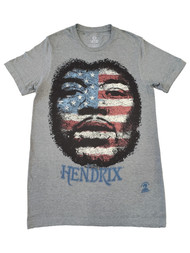Womens Jimmy Hendrix American Flag Star Stripe Grey Short Sleeve T-Shirt Small