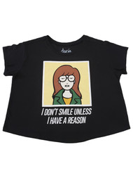 Junior Womens Plus I Don't Smile Unless... Daria Short Sleeve Crop T-Shirt