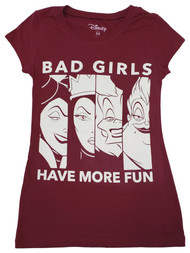 Disney Womens Junior Bad Girls Have More Fun Burgundy Short Sleeve T-Shirt