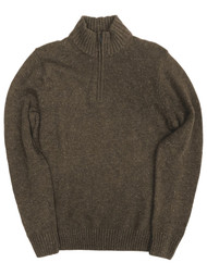 Mens Brown Speckle Pull-Over Quarter Zip Sweater Top