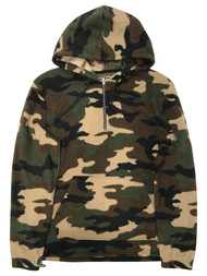 Mens Brown & Green Camo Quarter Zip Hoodie Jacket Camouflage