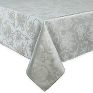 Christmas Ribbons Platinum Gray Damask Fabric Tablecloth 70" Round