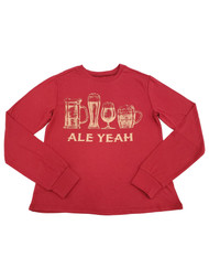 Women's Junior Red Ale Yeah Graphic Beer Drinks Long Sleeve T-Shirt Top