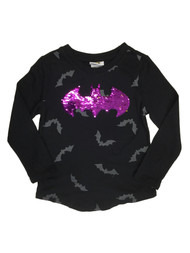 Girls DC Comics Batgirl Batman Purple & Gold Halloween Flip Sequin Shirt
