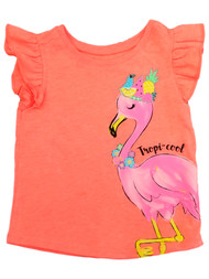 Infant & Toddler Girls Coral Tropi-cool Flamingo Short Sleeve Tee T-Shirt