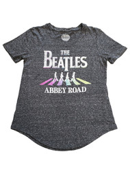 Womens Heather Grey The Beatles Abbey Road Rainbow Short Sleeve T-Shirt