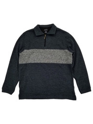 Haggar Mens Black & Gray Fleece Quarter-Zip Pullover Sweater Jacket