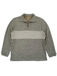 Haggar Mens Beige Fleece Quarter-Zip Pullover Sweater Jacket