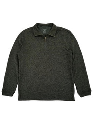 Haggar Mens Dark Olive Fleece Quarter-Zip Pullover Sweater Jacket