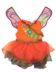 Toddler Girls Orange Rainbow Fairy Halloween Costume Dress Tutu With Wings 2T