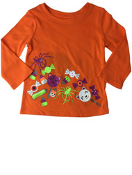 Infant Girls Orange Candy Corn & Monster Glitter Halloween Tee Shirt 12m