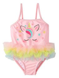 Infant Girls Pink & Rainbow Unicorn One Piece Tutu Swimming Bathing Suit 24m
