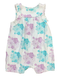 Infant Girls Purple & Blue Floral Romper Flower Baby Bodysuit Outfit 3-6 Months