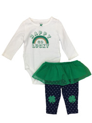 Carters Infant Girls St Patricks Day Outfit Happy Go Lucky Bodysuit & Pants NB