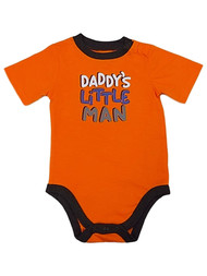 Infant Boys Orange Daddy's Little Man Bodysuit Cotton Baby Creeper