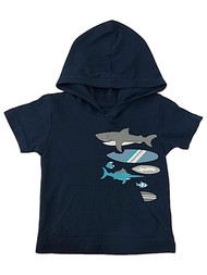 Infant & Toddler Boys Blue Hoodie Shark Surfer Tee Shirt Beach T-Shirt