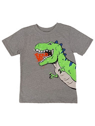 Toddler Boys Gray Dinosaur Feed Me Tee Shirt T-Rex T-Shirt
