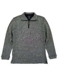 Haggar Mens Caviar Gray Fleece Quarter-Zip Pullover Sweater Jacket