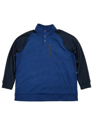 Mens Big & Tall Blue & Navy 1/4 Snap Mockneck Fleece Sweatshirt Jacket