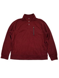 Mens Speckled Burgundy 1/4 Snap Mockneck Fleece Sweatshirt Jacket XXL
