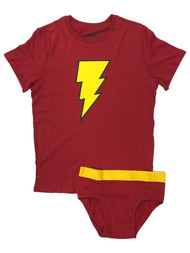 Underoos Mens Red Shazam T-Shirt Underwear Briefs Sleep Set