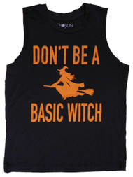 Womens Black Don't Be a Basic Witch Halloween T-Shirt Tank Top Shirt Small