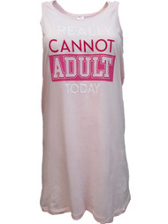 Womens Light Pink Can Not Adult Nightgown Knit Tank Top Sleep Shirt Medium