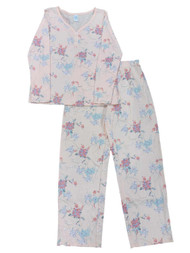 Womens Peach & Floral Cotton Blend Pajamas Sleepwear Set XXL