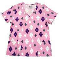 Simply Basic Womens Pink Diamond Medical Smock Nurse Scrubs Shirt Top Medium