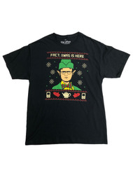 The Office Mens Dwight Schrute Christmas Black Elf Holiday T-Shirt shirt