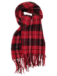 Womens Red Black White Plaid Wrap Autumn Winter Holiday Super Soft Blanket Scarf