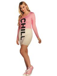 Womens  Pink & White Chill Pill Halloween Costume Dress