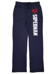 Superman Mens Navy Blue Heather Sleep Pant Lounge Pants Pajama Bottoms S