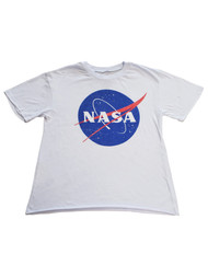 Womens Pale Blue Red White NASA Logo Space Star T-Shirt Tee Top Shirt