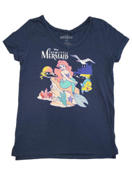 Disney Womens Little Mermaid Ariel Blue Short Sleeve T-Shirt Top Shirt XS