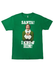 Elf Mens Heather Green Santa I Know Him Christmas Holiday T-Shirt Shirt