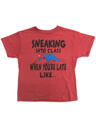 Marvel Boys Red Spider-Man T-Shirt Sneaking Into Class Tee Shirt