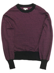 Nine West Womens Purple & Black Sparkle Stripe Long Sleeve Shirt Top Tunic