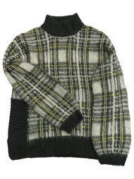 Nine West Womens Gray Ivory & Yellow Plaid Check Pull-Over Sweater