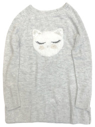 Lauren Conrad Womens Gray Sequin Kitty Cat Pull-Over Tunic Sweater
