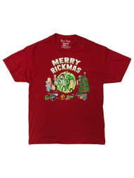Rick and Morty Mens Red Merry Rickmas Christmas Holiday T-Shirt Tee Shirt