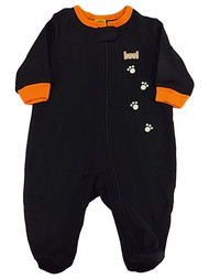 Infant Boys Black Paw Print Boo! Sleeper Halloween Sleep & Play 0-3M