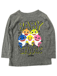 Jumping Beans Baby Shark Toddler Boys Gray Long Sleeve Tee Shirt T-Shirt