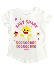Jumping Beans Baby Shark Toddler Girls White Short Sleeve T-Shirt Tee Shirt