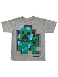Minecraft Boys Gray Creeper Tee Shirt Video Gamer T-Shirt