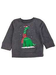 Infant Boys Gray Christmas Dinosaur Winter Snow Sweatshirt Top Shirt
