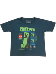 Minecraft Boys Blue & Green Creeper Tee Shirt Video Gamer T-Shirt